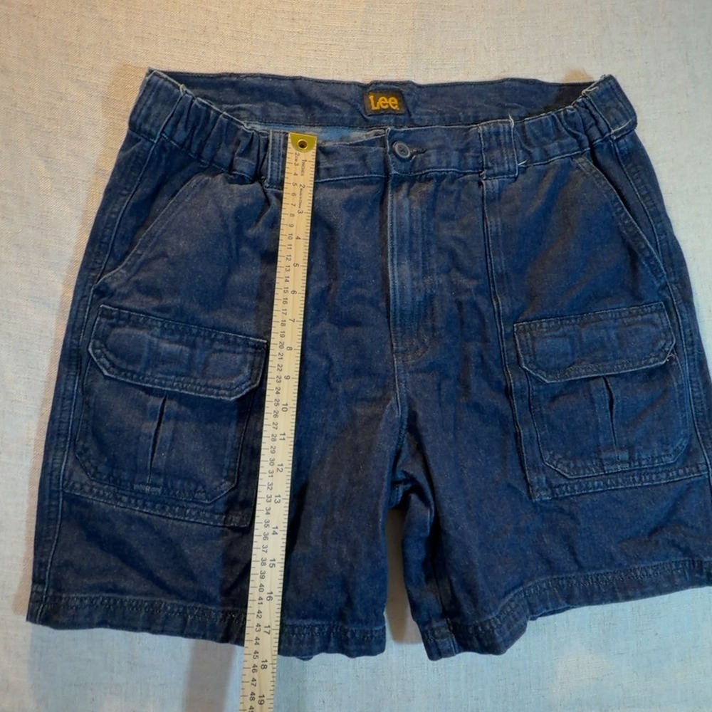 Lee Denim Cargo Shorts Elastic Waist Dark Wash Men's Size 38
